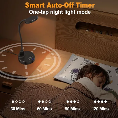 Miniatura 5 de Lámpara de escritorio LED de 15W con puertos de carga USB – Lámpara de mesa regulable con 3 temperaturas de color, 5 niveles de brillo, 4