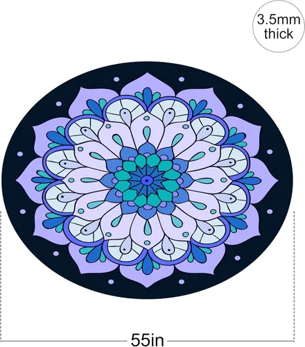 Miniatura 2 de nuveti Tapete de meditación grande redondo para yoga, pilates, 0.138 in de grosor, base de goma natural de árbol antideslizante, agarre extragrueso.