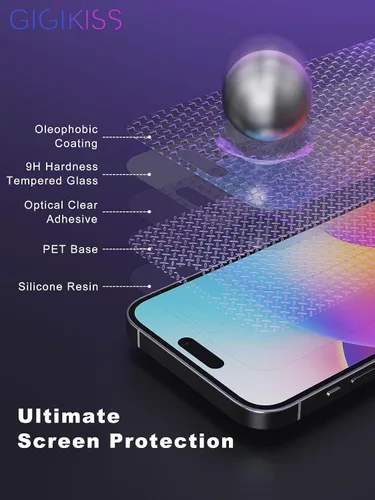 Miniatura 4 de GIGIKISS Protector de pantalla de privacidad compatible con iPhone 15 Pro Max de 6.7 pulgadas, degradado morado, antiespía, anti luz azul, protector