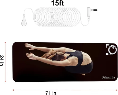 Miniatura 2 de Alfombrilla de yoga Grounding – Almohadilla de ejercicio de fitness, 71 x 24 pulgadas, almohadilla de tierra antideslizante mejorada con cable de 15