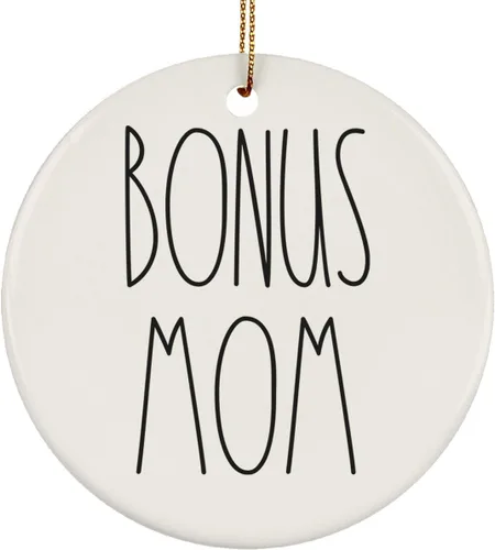 Miniatura 53 de Adorno familiar de Navidad, regalos de hija, hijo, adorno de círculo de cerámica de 3 pulgadas para colgar en el árbol – Día de la Madre