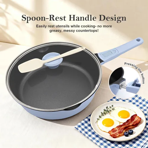 Miniatura 4 de 8 Inch Non Stick Frying Pan Skillet, Omelet Pan, Healthy Non Toxic Chef Pan, Egg Frying Pan with Detachable Handle for All Stoves Including
