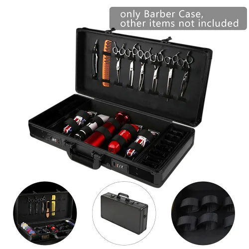 Miniatura 9 de TFCFL Estuche de peluquero profesional, kit de herramientas de peluquería negra, caja de herramientas portátil para estilista de viajes con Negro MM