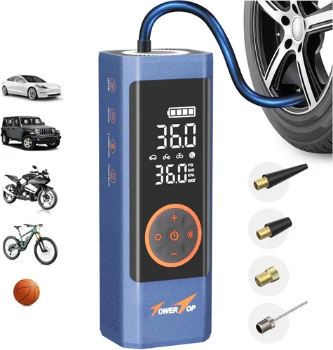Miniatura 11 de TowerTop Inflador de Neumáticos Compresor de Aire Portátil: Inflado 2.5X Más Rápido Inflador de Neumáticos Inalámbrico de 150PSI con Batería Tf1502