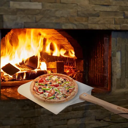 Miniatura 6 de Onlyfire Pala de pizza de aluminio con mango de madera, 12 x 14 pulgadas, paleta de pizza de metal antiadherente para hornear pasteles de pizza