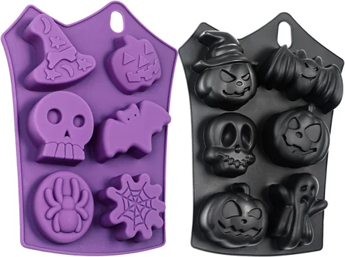 Miniatura 2 de Webake Molde para pastel de Halloween, moldes de silicona con forma de calabaza, calavera, fantasma, murciélago para pasteles, gelatina, jabón, 2