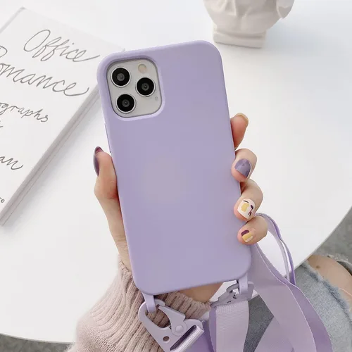 Miniatura 2 de Compatible con iPhone 11, funda cruzada para teléfono con cordón, bonita funda de silicona suave con correa ajustable para el hombro, protector a