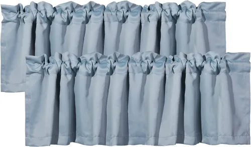 Miniatura 8 de 2 paneles de cenefas de cortina para ventanas, cenefas opacas de 52 x 18 pulgadas, cenefas decorativas con bolsillos para barra de 1.9 pulgadas