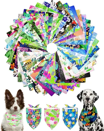 Miniatura 25 de PET SHOW 50 Pack Bandanas Navideñas para Perros Grandes XL Lavables Feliz Año Nuevo Bandanas en Triángulo a Granel Baberos para Perros Medianos