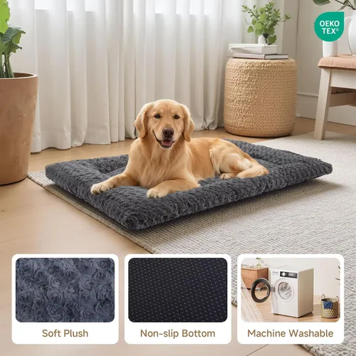 Miniatura 4 de Tapete lavable para cama de perro, almohadilla suave para jaula de perro, camas esponjosas para perrera de mascotas, colchón para dormir con fondo