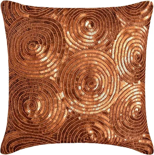 Miniatura 18 de The HomeCentric Funda de almohada, funda de almohada dorada para sofá, funda de almohada con lentejuelas en espiral, 20 x 20 pulgadas