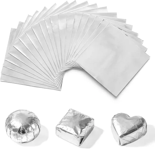 Miniatura 9 de Wowagoga 300 envoltorios de caramelo de papel de aluminio dorado de 6 x 6 pulgadas, envoltorios de papel de chocolate para dulces caseros