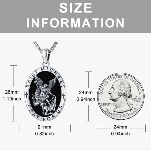 Miniatura 58 de Odinstone Collar de plata de ley 925 con medalla de San Miguel/San Cristóbal/San Benito/Crucifijo de Jesús/San Uriel/Arcángel Rafael para hombres