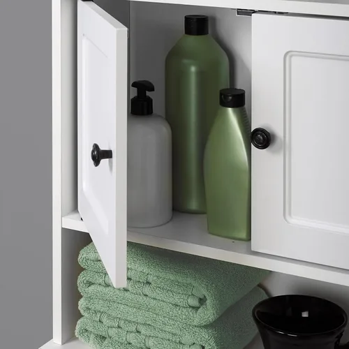 Miniatura 4 de Zenna Home Armario de pared de almacenamiento para baño, organizador de almacenamiento de madera montado en la pared, gabinete de medicina ideal