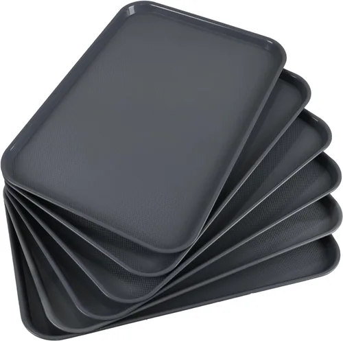 Miniatura 9 de Readsky 6 paquetes de bandejas de plástico para servir, bandejas de plástico de comida rápida de 17.2 x 13.4 pulgadas, bandeja rectangular gris