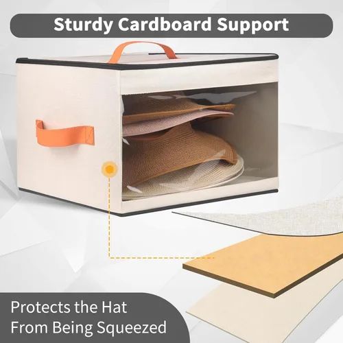 Miniatura 2 de kushon Caja de almacenamiento mejorada para sombreros para mujeres y hombres, bolsa organizadora de cajas de sombreros de armario con tapas a prueba