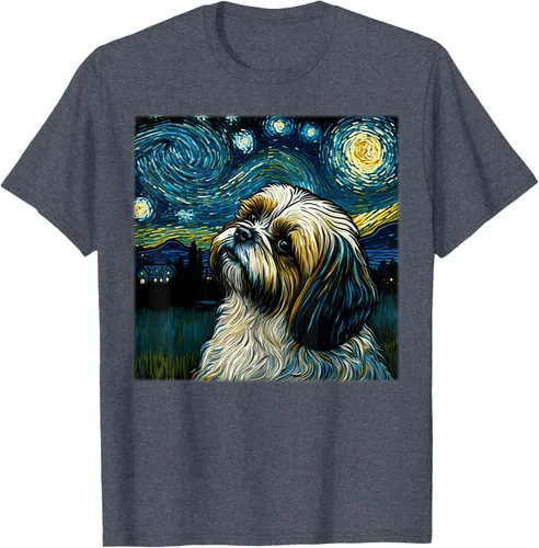 Miniatura 93 de Camiseta Surrealism Starry Night Shih Tzu Dog