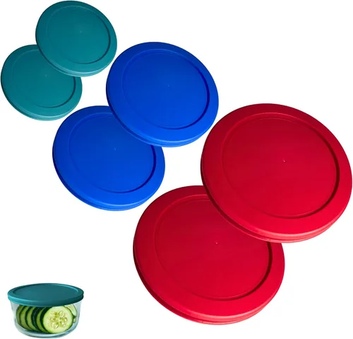 Miniatura 23 de Tapas/Cubiertas de repuesto naranja, azul, rojo de 2, 4 y 7 tazas para cuencos de almacenamiento Pyrex, Anchor Hocking y KlareWare *Solo tapas