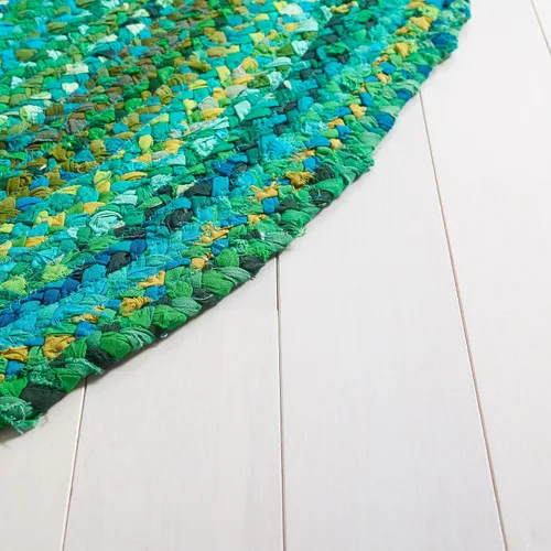 Miniatura 4 de SAFAVIEH - Colección Trenzada Alfombra de área - 5' x 8' Ovalada, Verde, Algodón Reversible Hecho a Mano de Cabaña de Campo, Ideal para Áreas
