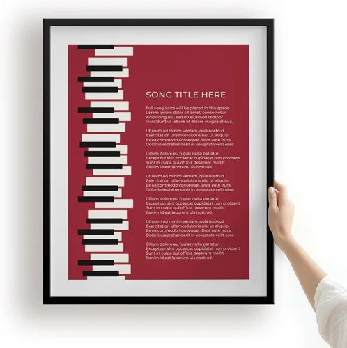 Miniatura 10 de Piano Keys Custom Songs Lyric Wall Art Print, Personalized Music Poster For Gallery Wall (Blue 11x14" Unframed Print)