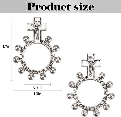 Miniatura 2 de Brilucky 12 anillos de rosario de dedo para regalos de bautismo, rosarios a granel para recuerdos de fiesta de primera comunión, Rosarios Catolicos