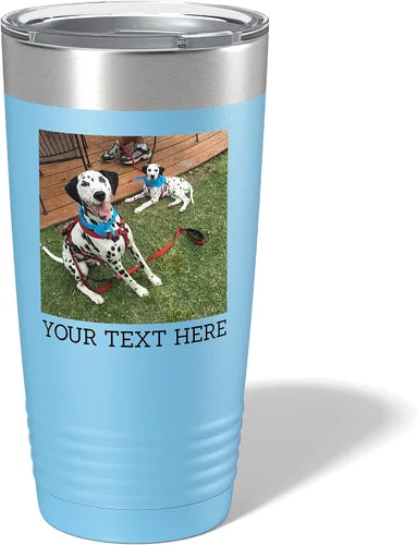 Miniatura 23 de Vaso personalizado de 20 onzas (17 colores) con foto impresa con aislamiento térmico de acero inoxidable recubierto de polvo con tapa, regalo