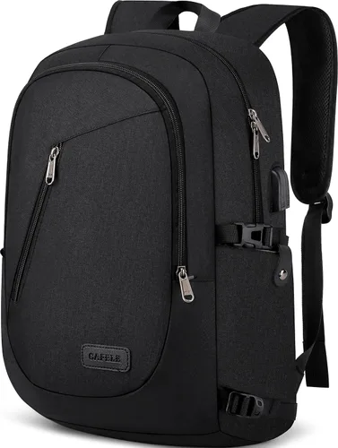 Miniatura 11 de Mochila para laptop, mochila de transporte, duradera y amigable con la TSA para viajes de negocios de 17.3 pulgadas con puerto USB, mochila escolar