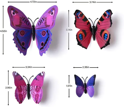 Miniatura 2 de Amaonm® - 120 pegatinas de mariposa 3D, color morado