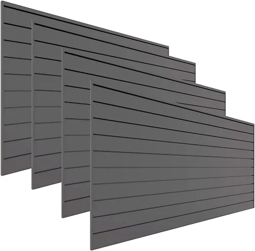 PROSLAT Paneles de PVC para almacenamiento de garaje, 4 paquetes de secciones de 8 x 4 pies (40 listones individuales que componen 128 pies Gris