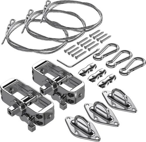 COARBOR Kit de accesorios para velas de sombrilla, accesorios de vela resistentes, 18 pies de largo de acero inoxidable de alambre de alambre de