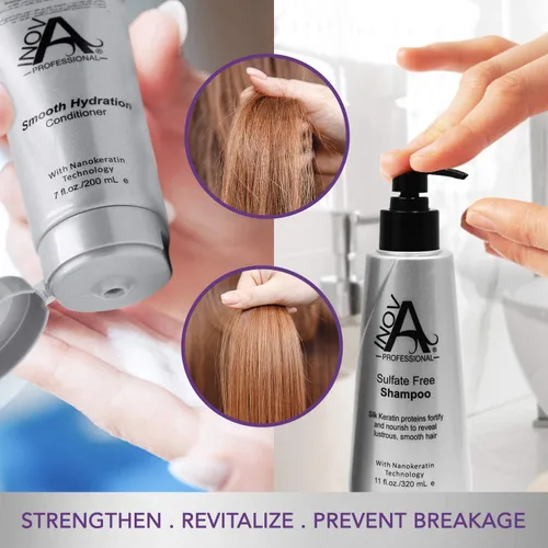 Miniatura 7 de Inova Professional Silk Keratin Shampoo & Conditioner Set - Champú sin sulfatos de protección suave y acondicionador de hidratación suave