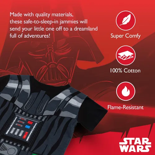 Miniatura 5 de STAR WARS Boys' 2-piece Snug-fit Cotton Matching Short-Sleeve Pajama Set, Soft & Cute for Kids