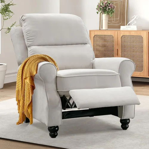 Miniatura 11 de Bonzy Home Sillón reclinable de tela manual para adultos, silla reclinable para sala de estar y dormitorio de color azul marino