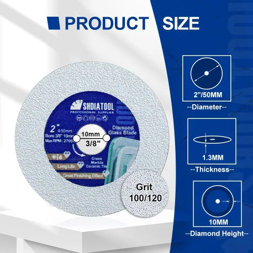 Miniatura 2 de SHDIATOOL Disco de corte de diamante de vidrio de 2 pulgadas, rueda de corte ultradelgada para azulejos de cerámica, porcelana y mármol de 50 mm
