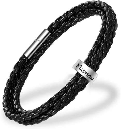 Pulseras personalizables de cuero trenzado para hombre con 1-8 cuentas grabadas con nombre, pulsera de identificación para hombre, regalo para papá