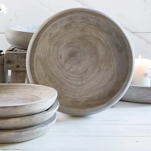 Miniatura 2 de Santa Barbara Design Studio Cuencos de madera TableSugar Cuenco de madera de paulownia tallada a mano, grande, gris