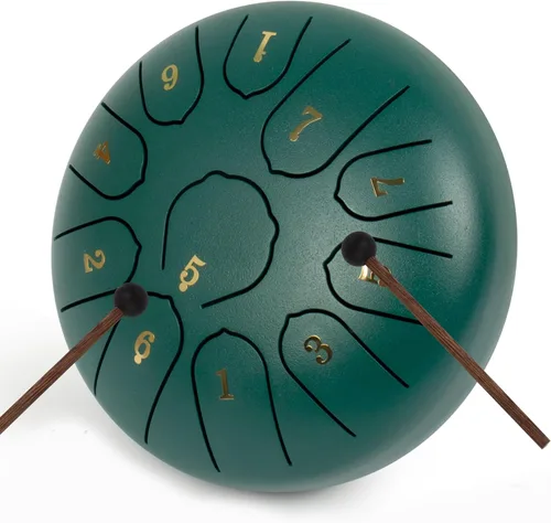 Miniatura 13 de Handpan 22 pulgadas D Minor Kurd Handpan 9 Notas Handpan Instrumento para rendimiento profesional, 440HZ Sonido Handpan Tambores para adultos