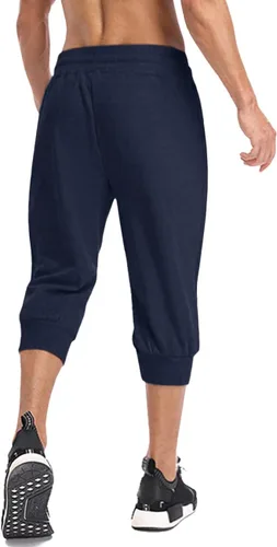 Miniatura 2 de MAGNIVIT Pantalones capri 34 para hombre, pantalones cortos de entrenamiento, gimnasio, debajo de la rodilla, bolsillos con cremallera