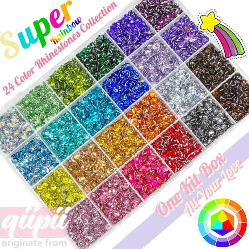 Miniatura 2 de qiipii 24 Color 5mm Piedras de Resina de Cristal de Colores con Parte Trasera Plana para Manualidades, Piedras de Diamantes de Imitación Arcoíris