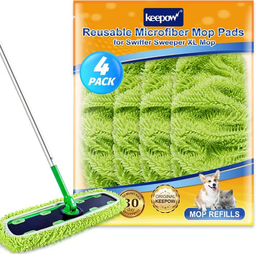 KEEPOW Almohadillas XL reutilizables para trapeador compatibles con Swiffer XL Sweeper, paños de trapear secos extra grandes, paños de trapear