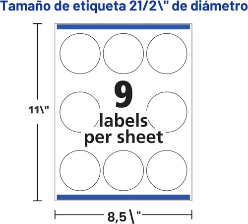 Miniatura 8 de Avery Etiquetas redondas imprimibles con Sure Feed, 2.5" de diámetro, blanco brillante, 90 etiquetas personalizables (22830)