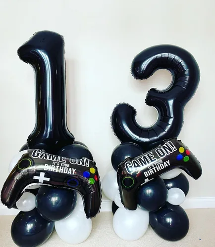 Miniatura 6 de Globos de 40 pulgadas negros con número 0 de helio, globos negros gigantes con número 0 para decoraciones de fiesta de cumpleaños, aniversario, baby