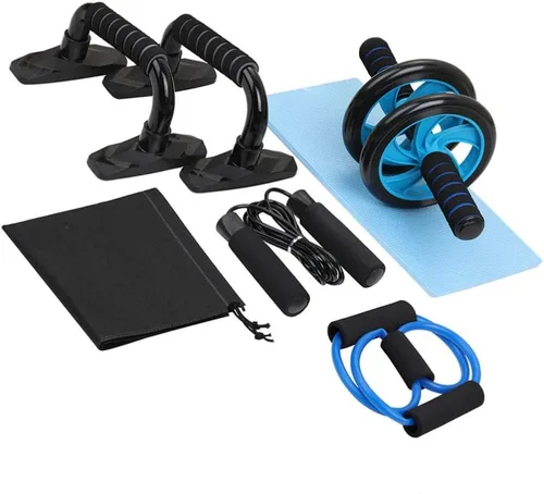 Miniatura 9 de BESPORTBLE Kit de equipo de gimnasio en casa, barra de empuje para abdominales, cuerda de saltar, banda de tracción, almohadilla de rodilla