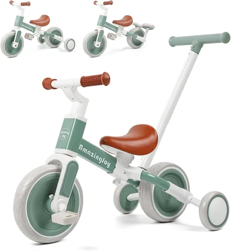 Triciclo para niños de 6 en 1 para niños de 1 a 3 años, bicicleta de equilibrio con manillar, triciclo de equilibrio para bebé con pedal extraíble,