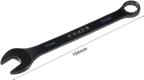 Miniatura 2 de uxcell Llave combinada métrica de extremo abierto de 0.630 in y 12 puntos, revestimiento de electroforesis negra, Cr-V Negro