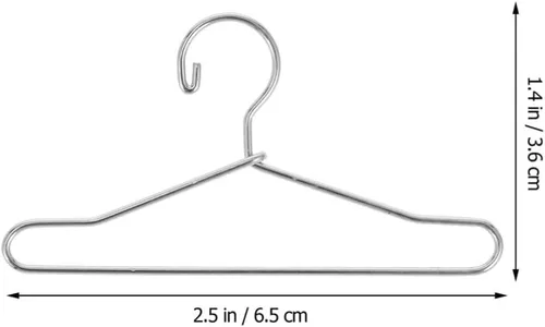 Miniatura 4 de 10 mini perchas de ropa, perchas pequeñas de metal dorado de 2.5 pulgadas para casa de muñecas, accesorios de armario de muñecas a escala 1:6