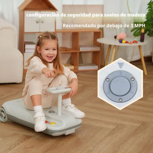 Miniatura 5 de Coche de Paseo Eléctrico de 12V con Diversión de Limpieza, 3 en 1 Gokart, Arranque Suave, 5 Velocidades Ajustables, Escoba Desmontable, Batería Gris