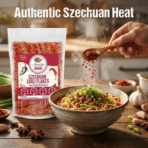 Miniatura 5 de Sichuan Chili Flakes, 1 libra (16 onzas) – Especias tradicionales de pimienta roja y condimento Szechuan para platos tailandeses, coreanos