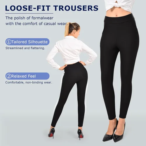 Miniatura 2 de Ginasy Pantalones de vestir para mujer, estilo casual, elásticos, para el trabajo, oficina, elegantes, pantalones ajustados con bolsillos