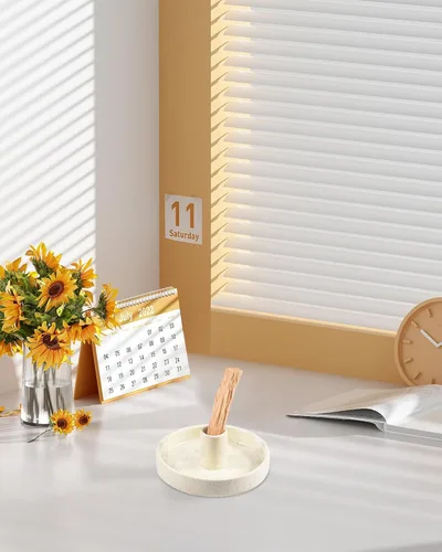 Miniatura 5 de Soporte Palo Santo, quemador de incienso de cerámica para madera de Palo Santo o palo de incienso perfumado, color beige Amarillo
